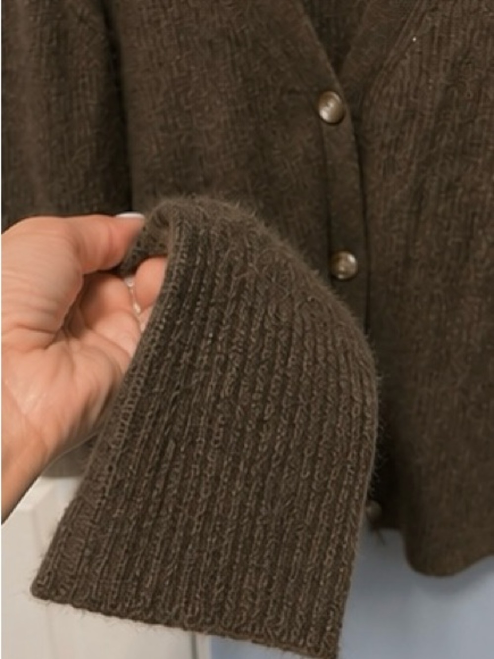 Quince Mongolian Cashmere Oversized Boyfriend Cardigan Sweater Brown Size S - Picture 3 of 8